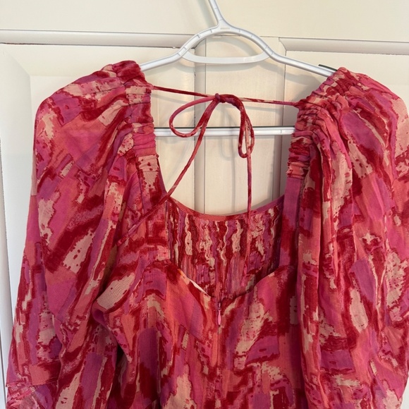 ba&sh Teoli open tie back patterned Midi Dress Pink 45110 - Picture 10 of 16